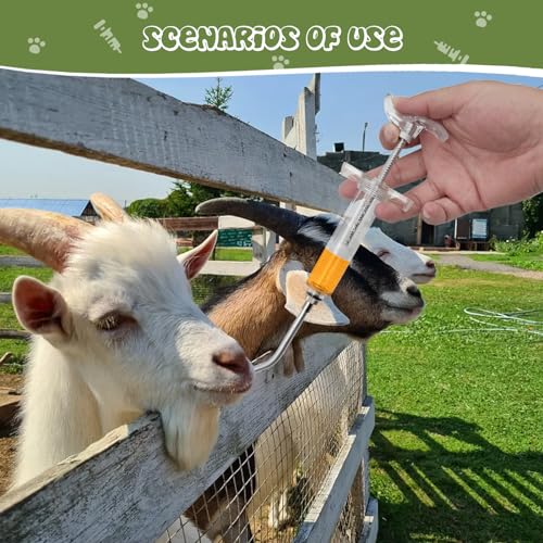 2 pcs Reusable Goats Syringe for Goat, 2 Drench Nozzle Adjustable Dosage Drench Gun Syringe for Sheep (Clear 20ML) - style: Clear