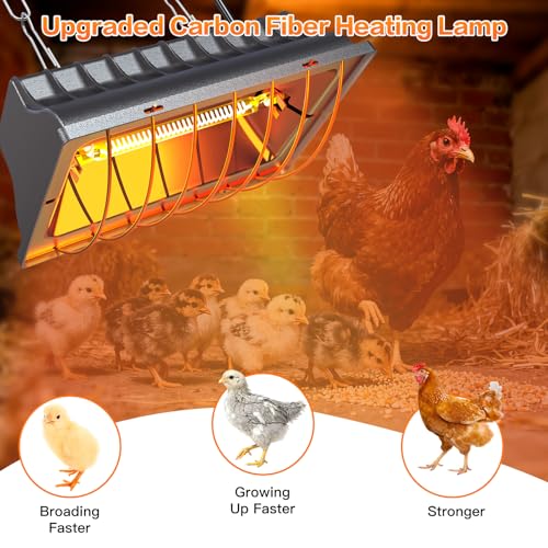 Chicken Coop Heating Lamp, 300W Brooder Heater for Chicks 6.23ft Cord UL Passed Adjustable Temp & Height with Aluminum Alloy Lampshade Suitable for Poultry Indoor Heater (Gray)