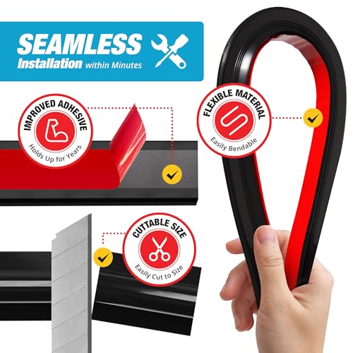 39" Black Shower Threshold Water Dam Barrier, 1.5" Tall Water Stopper Strip | Flexible 1.5-inch-tall door seal helps contain splashes, block leaks and keep bathroom floors dry around walk-in showers - color: Black, style: 39 In