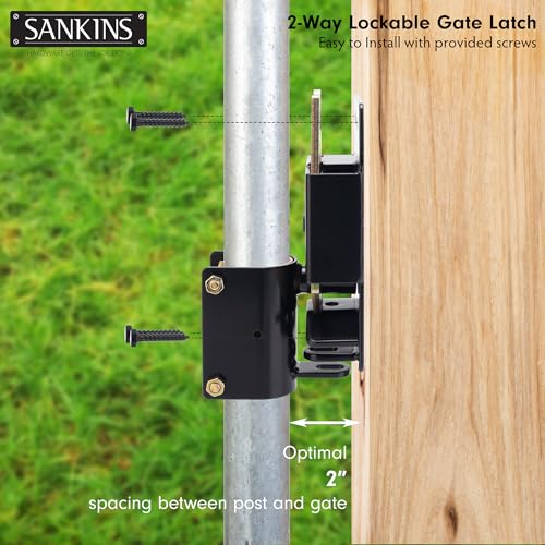 2 Way Heavy Duty Lockable Gate Latch, Black Anti-Sag Farm Gate Latch, Two-Way Livestock Gate Latch Hardware for Farms, Metal Gates, Ranches, Pet Cages, Fences, Stables, 1 pcs