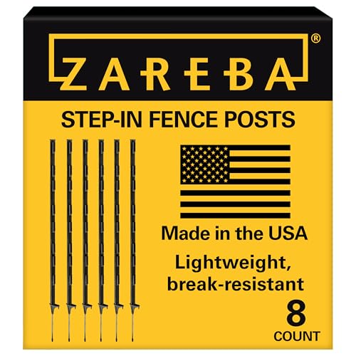 Zareba 4-Foot Step-in Electric Fence Posts - 8 Pack for Electric Fence System - Sturdy Construction - A-48B8, Black - Easy to Install Step in Posts, Includes 8 - style: 8 Black Posts