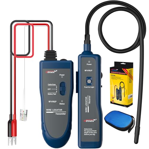 NOYAFA NF-816LP Underground Wire Locator, Electrical Cable Tracker | Find Breaks in Buried Wires, Network & Irrigation Line Finder, Rechargeable, LED Flashlight
