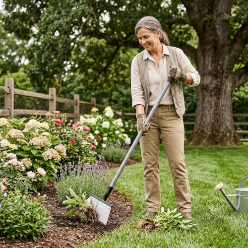 Garden Flat Shovel - Floor Scraper，Multifunctional Heavy Duty Weed Scraper | Adjustable Stainless Steel handle garden spade forlawn edging, digging, snow & ice removal, durable outdoor scraper tool