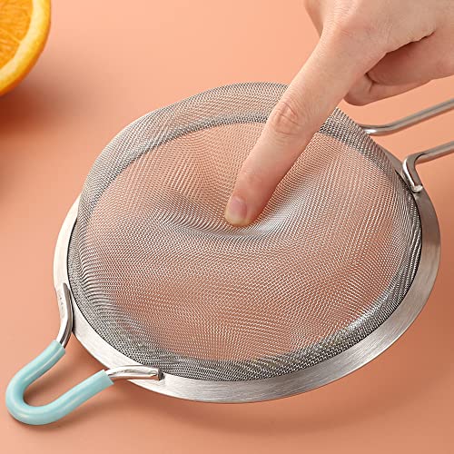 304 Stainless Steel 3.15 inch Fine Mesh Strainers for Kitchen, Colander-Skimmer with Handle, Sieve Sifters for Food, Tea, Rice, Oil, Noodles, Fruits, Vegetable 3inch - size: Small 3 inch