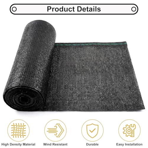 Shade&Beyond 5'10" x 100 FT 50% Shade Cloth Roll, Black | Eyelets Sun Protection Shade Mesh Tarp, UV Resistant Sun Shade Net for Greenhouse, Garden, Patio, Plants