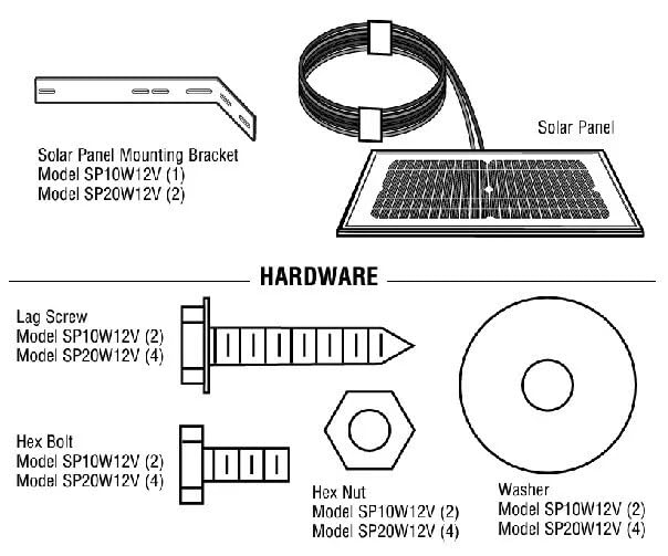 Liftmaster SP10W12V 10 Watts Solar Panel -Includes Solar Panel, Hardware & Cable