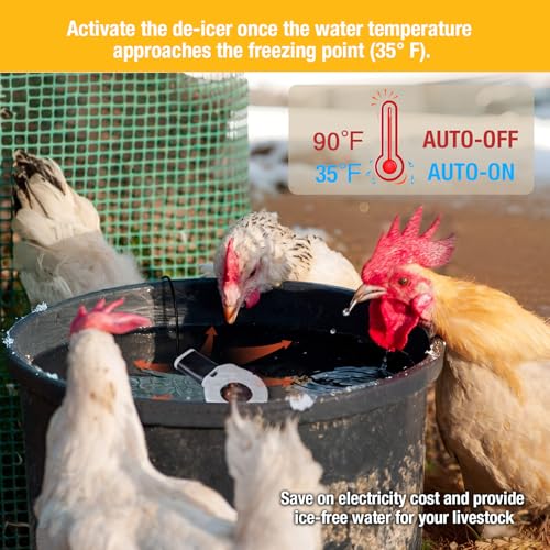 250W Chicken Water Heater,Submersible Bucket Heater Deicer for Poultry | Prevents frozen water in winter,Freeze-Proof Poultry Waterer,for Bird Bath,Chicken Waterer,Cat Waterer, Dog Waterer - size: 250Watt