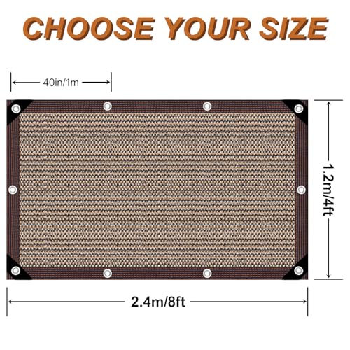 70% Shade Cloth - Sun Shade Cloth Mesh Tarp with Grommets Pergola Shade Cover Canopy, Mesh Tarp Sun Screens for Patio, Outdoor, Garden, Backyard Brown 4x8 FT - size: 4X8FT