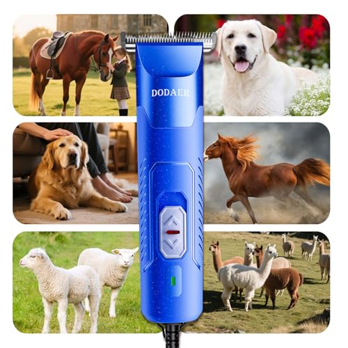 Professional Grooming Electric Corded 2-Speed Horse Clipper with Detachable Blade - Cool & Quiet Running Design - Includes Size T84 Blade for Complete Horse Grooming - Blue