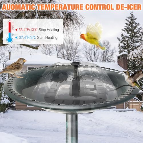 Relaxweex 55w Bird Bath Heater with Fountain for Outdoors in Winter Submersible Bird Bath Deicer Pond Deicer with Thermostatically Control Tape Cord Cover for Chicken Livestock Garden Anti Freezing