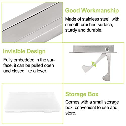 2PCS 304 Stainless Steel Recessed Pocket Door Handle Hardware Brushed Flush Mount Pocket Door Edge Pull for Closet Pocket - color: Brushed-2pcs-A