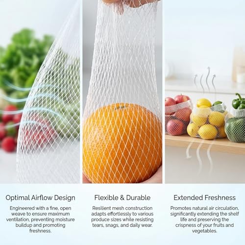 Sukh 90Pcs Mesh Produce Bags - Reusable Seafood Boil Bags 24 Inch | Seafood Mesh Bags for Clam, Crab, Crawfish, White Boiling Bag Net for Vegetables, Potatoes, Eggs, Fruit - color: White