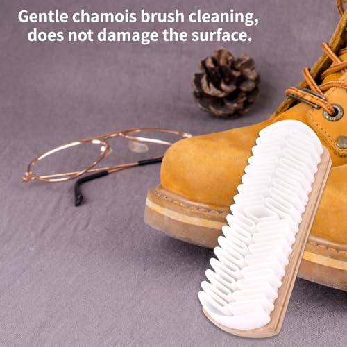 2pcs Horsehair & Rubber Shoe Brush Set, 2 Styles Boot Magic Eraser Cleaning Brush with Wood Handle Nubuck Cleaner Kit for Leather & Suede Shoes Boots