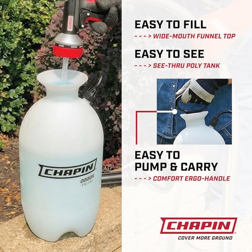 CHAPIN 2-Gallon Pump Sprayer, Reliable Spray for Daily Use | Lightweight tank; for home and garden use, for weed control, plant feeding and cleaning with adjustable nozzle and long hose - size: 2-Gallon