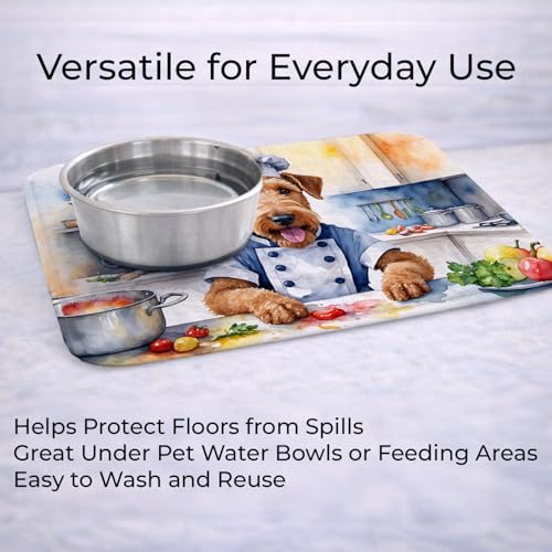 Caroline's Treasures Airedale Terrier The Chef Memory Foam Kitchen Mat Machine Washable Anti-Fatigue Mat Cushion Comfort Bath Mat or Kitchen Rug - color: Airedale Terrier 6181
