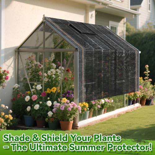 Bigmeta Cuttable Shade Cloth for Garden | 6.5x10FT 50% UV-Resistant Mesh Tarp with Rope, Black Sun Cover Net for Patio Greenhouse Raised Beds Plants - size: 6.5X10FT