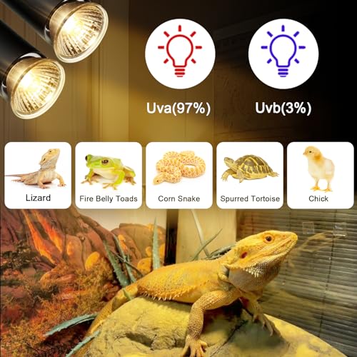 75W Uva Light Bulbs 4 Packs, Turtle Heat Lamp for Reptile | E26 Base Fit for Reptiles and Amphibian Tanks, Terrariums and Cages, Works with Various Lamp Fixtures