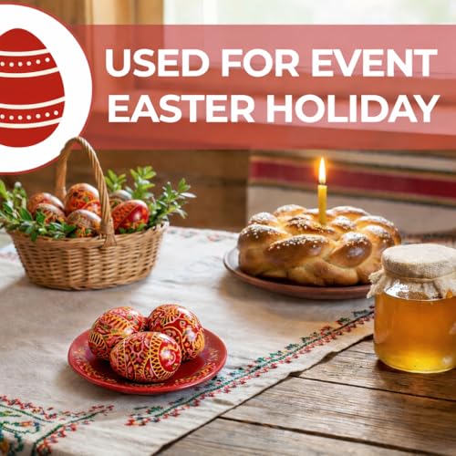 LOVARE Red Vintage 2.0'' Hand Painted Wooden Ukrainian Easter Egg Ornaments (Pysanky) - Set of 3 Mini Chicken Eggs on Plates by QG Group