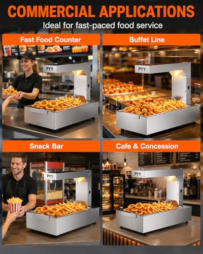 PYY French Fry Warmer - Commercial Food Heat Lamp Food Warmer Light 122°F Free-Standing Warming Fry Dump Station Countertop Fries Warmer Commercial Food Warmer for Chips Churros Buffet Restaurant - size: 10L Fixed Height