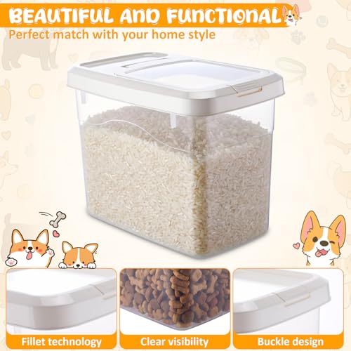 2 Pack 20 Lbs Airtight Dog Food Storage Container with Scoops | 2 Measuring Cups, Flip Lids, Clear Bins with Markings, Preserve Freshness, Pet Dog Cat Rice Grain Treat Storage - size: 20 Lbs