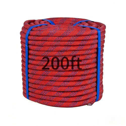 200Ft 1/2 Inch Heavy Duty Climbing Rope,Arborist Rope for Tree Pulling (Red) - size: 200ft-Red-1/2