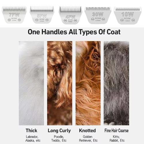 Wide Blades for Dog Grooming, # 5FW Blades Cutting Length 1/4"(6.3mm) | Dog Clipper Blades Compatible with Andis, Oster A5, Wahl km10, Stainless Steel, For Dog, Cat, Horse - style: #5FW(6.3mm)/2PCS