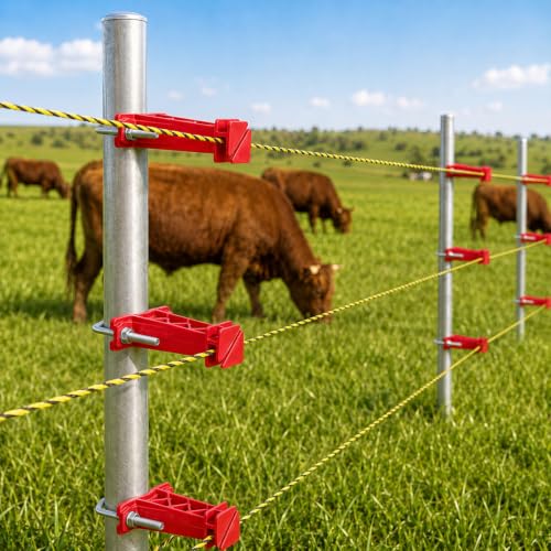 Tondiamo 48 Pcs Tube Post Insulator, Electric Chain Link Fence T Post Extender Insulators for Square Round Pipe Tubing Wire Vinyl Picket Fence (Red) | Extender Insulators for Square Round Pipe Tubing Wire Vinyl Picket Fence - style: Red