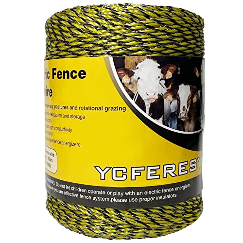 Electric Fence Polywire 1312 Feet，400 Meter，6 Stainless Steel Strands for Reliable Conductivity and Rust Resistance，Portable Electric Fence Rope - size: 1312 Feet/400Meters