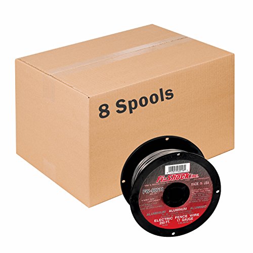 Fi-Shock FW-00018D 17 Gauge Aluminum Wire for Electric Fencing, 250 ft - 8 Pack | Rust-Proof Aluminum, 38,000 PSI Tensile Strength, 90 lb Breaking Load, Plastic or Ceramic Insulators, Cattle and Horse Use