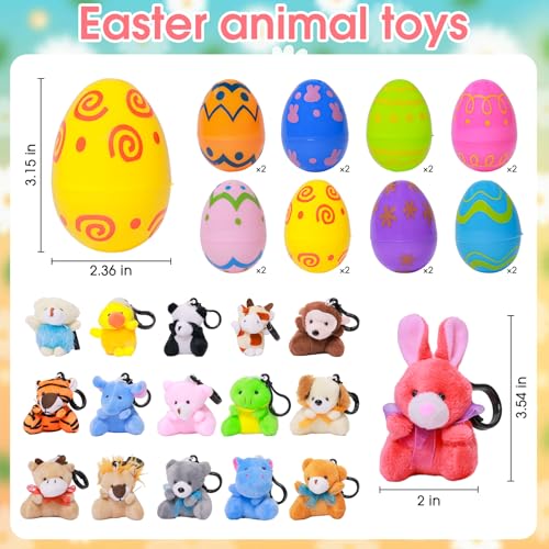 16PCS Prefilled Easter Egg Fillers with Animal Toys for Easter Egg Hunt | colorful bright prefilled Easter egg fillers, Easter egg hunt for kids boys girls easter basket stuffers party favors prizes