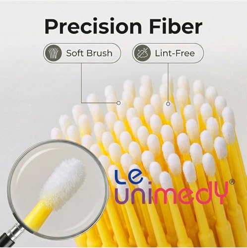 LE UNIMEDY 400PCS/Box Cotton Swabs, Disposable Micro Applicators Brush, Cosmetic Brush, Micro Swabs, Microswabs 2.0mm Yellow - size: 2.0mm, Yellow