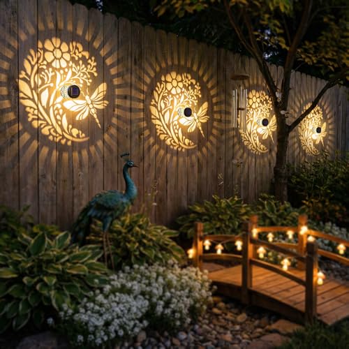 Gardsee Solar Fence Lights 6 Pack Solar Deck Lights Waterproof LED Solar Powered Step Light Wall Lights Outdoor Decorations Warm Yellow Light Decorative Lighting for Garden (Black 5) - style: black 5