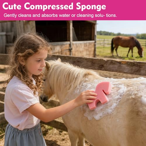 Horse Grooming Brush Kit, 9Pcs Horse-Brush Set with Organizer Tote Bag, Shower Brushes, Braiding Comb, Sweat Scraper, Hoof Pick, Shedding Massaging Tool Supplies for Riders Beginners, Pink - size: 9 Count (Pack of 1)