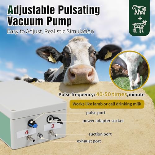 2-in-1 Upgrade 1.3Gal/5L Portable Electric Milker, Milking Machine for Cows and Goats with Food-Grade Stainless Steel Bucket, 4 Teat Cups and Pulsation Vacuum System for Farm, Ranch and Home Dairy Use - size: 5L Two-in-One Milking Machine