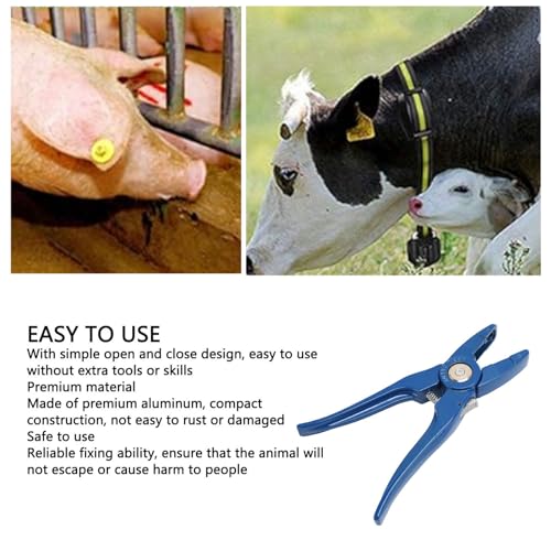 Livestock Ear Tag Applicator, 7.7 Metal Ear tag Pliers Cattle Ear Tagger, Practical Ear Tag Tool Clamp, Animal Tool for Cattle Sheep Pigs Cow Goat