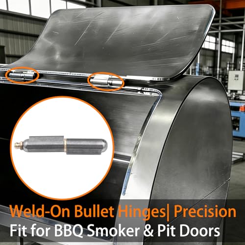 5PCS 3 Inch Bullet Weld On Hinges, Weldable Carbon Steel Barrel Hinges Heavy Duty for BBQ Smoker, Trailer Ramp, Gates, Trucks, Metal Swing Door, Industrial Rustproof - size: 3 Inch