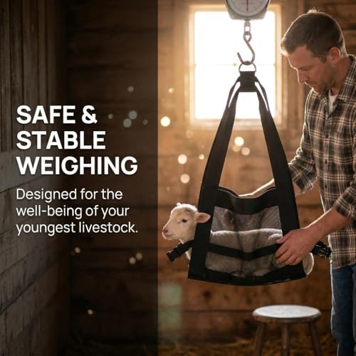 Animal Weighing Sling, Nylon Hanging Scale Bag with Adjustable Straps, 23.23 x 13.78 in, Black, for Lambs, Goats, Alpacas and Dogs