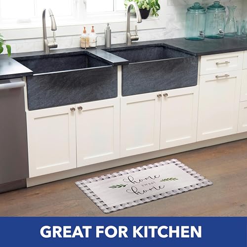 Cozy Living Anti-Fatigue Kitchen Mat, Buffalo Check 17.5"x55" - color: Buffalo Grey/Black, size: 18"L x 18"W x 0.5"Th