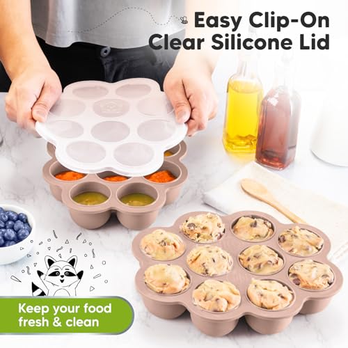 KeaBabies Silicone Food Freezer Trays with Lid, 2oz x 10 Pods (Dusk) | Baby Food Storage Containers, Easy Puree Meal Prep, Breast Milk Silicone Freezer Molds, Dishwasher, Microwave Safe, BPA-Free - color: Dusk