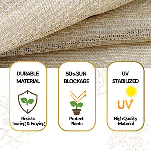 Alion Home HDPE 50% Sun Block Shade Cloth Garden Netting Fabric (6'x6'6'', Beige) - color: Beige, size: 6'x6'6''