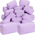 Sanwuta 20 Pcs Seersucker Cosmetic Bags Bulk, Striped Zippered,Purple | Makeup Bags Women Pouch, Large Preppy Storage Toiletry Travel Pouch for Wedding Bridesmaid Bride Favor Back to Teacher Gift - color: Purple