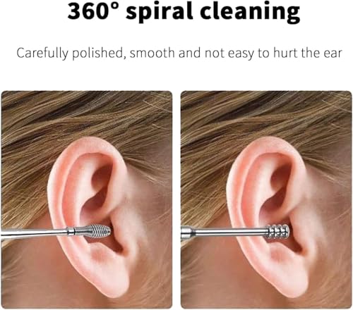 6 Pcs Ear Wax Removal Kit,Ear Cleaner: Speetop Mini Portable Ear Pick | Ear Scope with Stainless Steel 360° Spiral Ear Massage Cleaning Tool for Adults Kids - Ear Wax Remover with Storage Box - color: Yellow