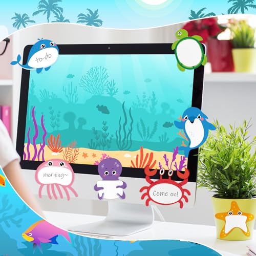 Yinder 24 Pads Kids Sticky Notes, Ocean Animal Cartoon Memo Pads | Cute Kawaii Shark Turtle Designs, Fun for School Reminders, Back to School Supplies, Party Favors, Classroom Gifts - style: Ocean Animals