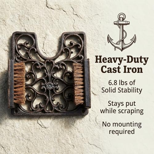Lulu Decor, Cast Iron Boot Scraper with Brush, Antique Black