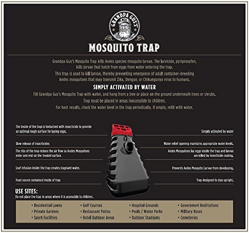 Grandpa Gus's Mosquito Trap and Outdoor Bug Killer for Outdoors, 2 Pack | Water-Activated Larvae Control for Home Backyard, Patio & Garden, Up to 35 Days & 1,500 Sq Ft Coverage Per Trap