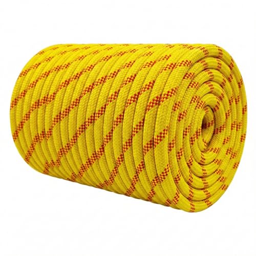 1/2 Inch Arborist Rigging Rope (200 Ft) - ASTM F2116 Certified (9,000 lbs MBS / 900 lbs SWL) - Static Polyester Bull Rope for Tree Climbing, Nautical Rigging & Swings (Yellow) - size: 1/2IN x 200 FT, style: Yellow