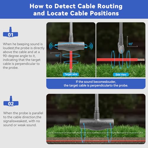 NOYAFA Underground Wire Locator - Circuit Tracer Pet Fence, Electrical, Network & Irrigation Wires, Rechargeable Battery, LED Flashlight, Easy Cable Break Detection, NF-816LS