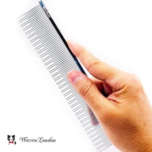 Warren London Carding Cat Comb | 7.5 inches made with Copper | Rounded Tips Prevent Irritation | Dual Tooth Design for Short & Long Hair removes Mats and Tangles - style: Carding Cat Comb