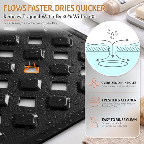 Yimobra Bathtub Mat Non Slip, Shower Mat with Strong Suction Cups & Drain Holes, 28"X16", Anti Slip Bath Tub Mat for Inside Shower, Machine Washable Fast Drying, Bathroom Essentials, Black - color: Black, size: 27.5 X 15.5 Inch