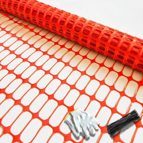 PotatoLife Orange Plastic Snow Fence, Safety Fence, 40''x100' | Temporary HDPE Fence for Construction, Garden, Animal & Pet Barrier, Easy to Install, Cut to Size, Visible, with 50 Zip Ties - color: Orange, size: 40'' x 100'